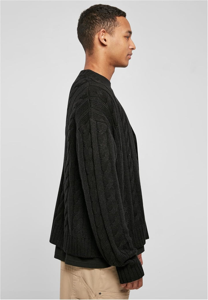 Urban Classics Herren Boxy Cardigan Sweatshirts S Schwarz, S Schwarz