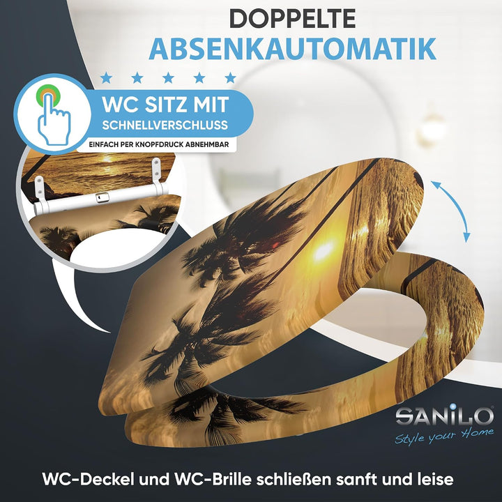 Sanilo WC Sitz mit Absenkautomatik &amp; Quick-Release aus Holz, Summer