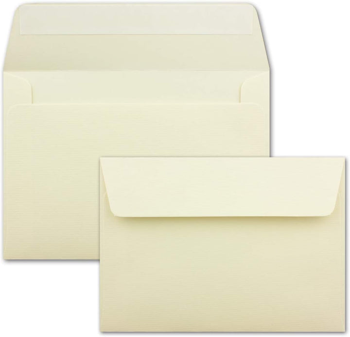 75 gerippte Briefumschläge DIN C6 Vanille - 11,4 x 16,2 cm - 100 g/m² Post-umschlag ohne Fenster Haf