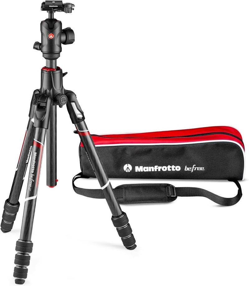 Manfrotto Befree GT XPRO Carbon Kameratativ, 496 Kugelkopf, M-Lock-System, 90-Grad-Säule, 200PL-PRO-