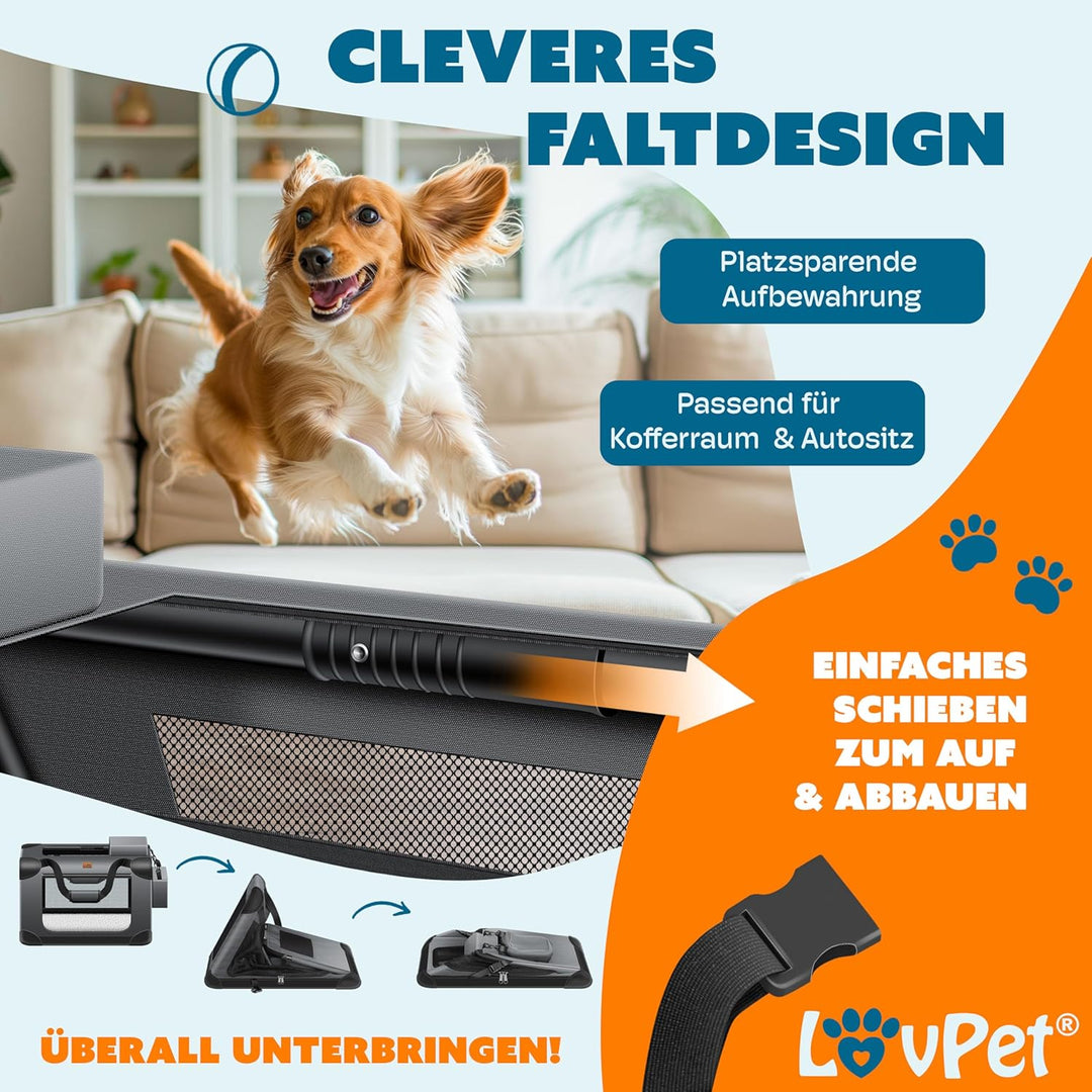 Lovpet® Transportbox Hund Katze Transporttasche S 49,5x34,5x35cm | Hunde-Tragetasche Faltbare Katzen