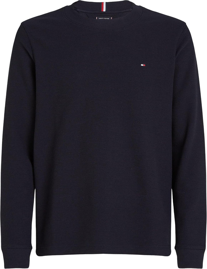 Tommy Hilfiger Herren Langarmshirt Textured Tee Basic, Blau (Desert Sky)