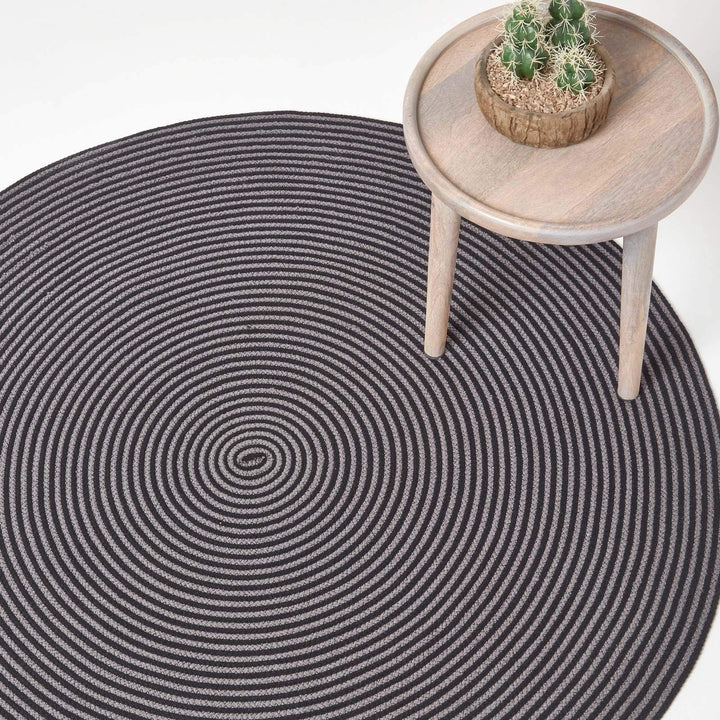 Homescapes runder Teppich, handgeflochtener Baumwollteppich 120 cm im Vintage-Stil mit Spiralemuster