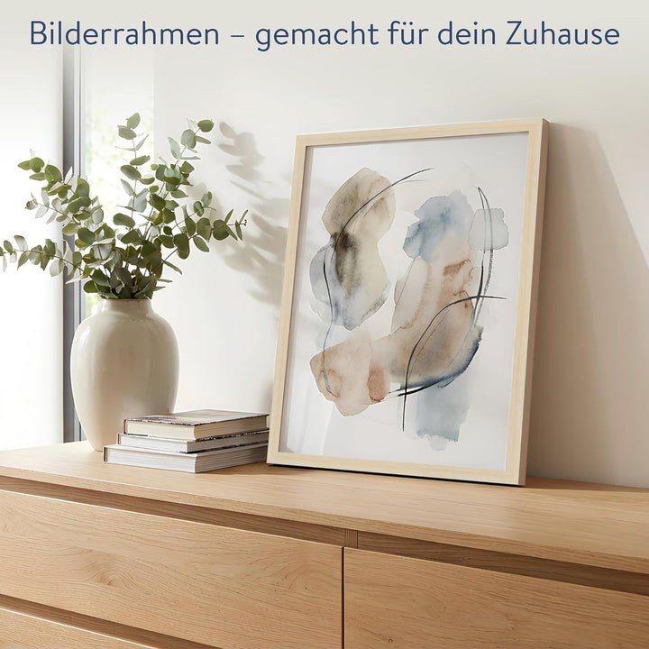 WANDStyle Bilderrahmen Modern 30x40cm I Farbe: Natur I Fotorahmen I klassischer Holzbilderrahmen I M
