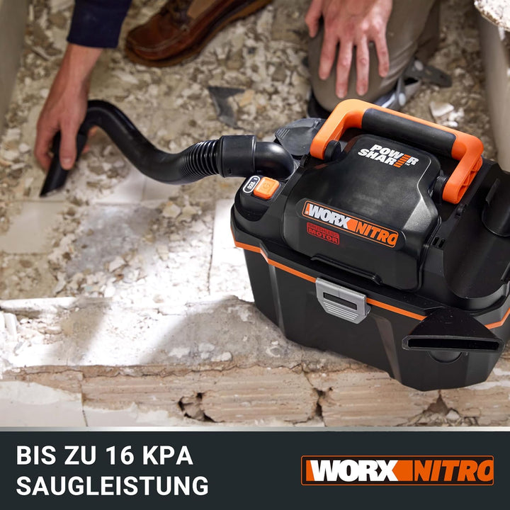 WORX WX031.9 Akku Nass-/Trockensauger - mobil und handlich - 20V - mit Fugendüse und Breitstrahldüse