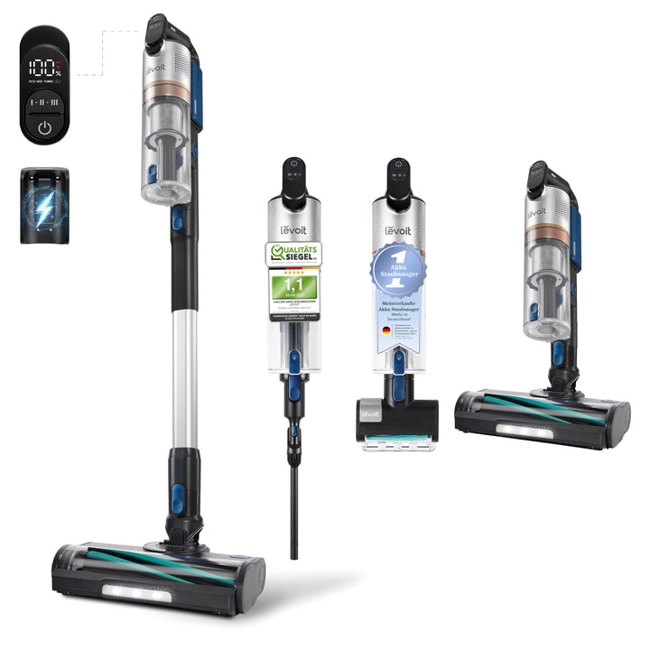 Levoit Akku Staubsauger mit Mini-Motorbürste für Tierhaare, 99,99 Prozent HEPA Filtrationseffizienz,