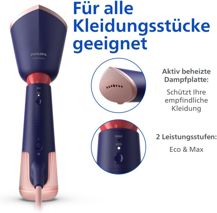 Philips Dampfglätter 5000-Serie – 35 Sekunden Aufheizen, kontinuierlicher Dampf, zwei Wassertanks, E