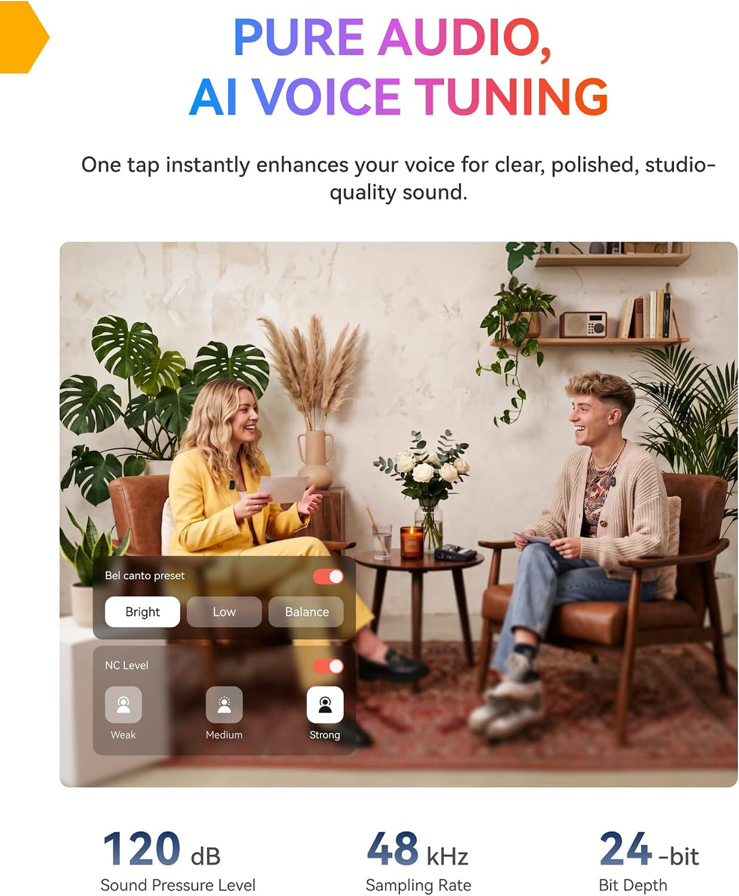 Hollyland Lark A1 Duo Wireless Lavalier Mikrofon für iPhone 15/16/17 &amp; Android,Kabellos Mini Microph