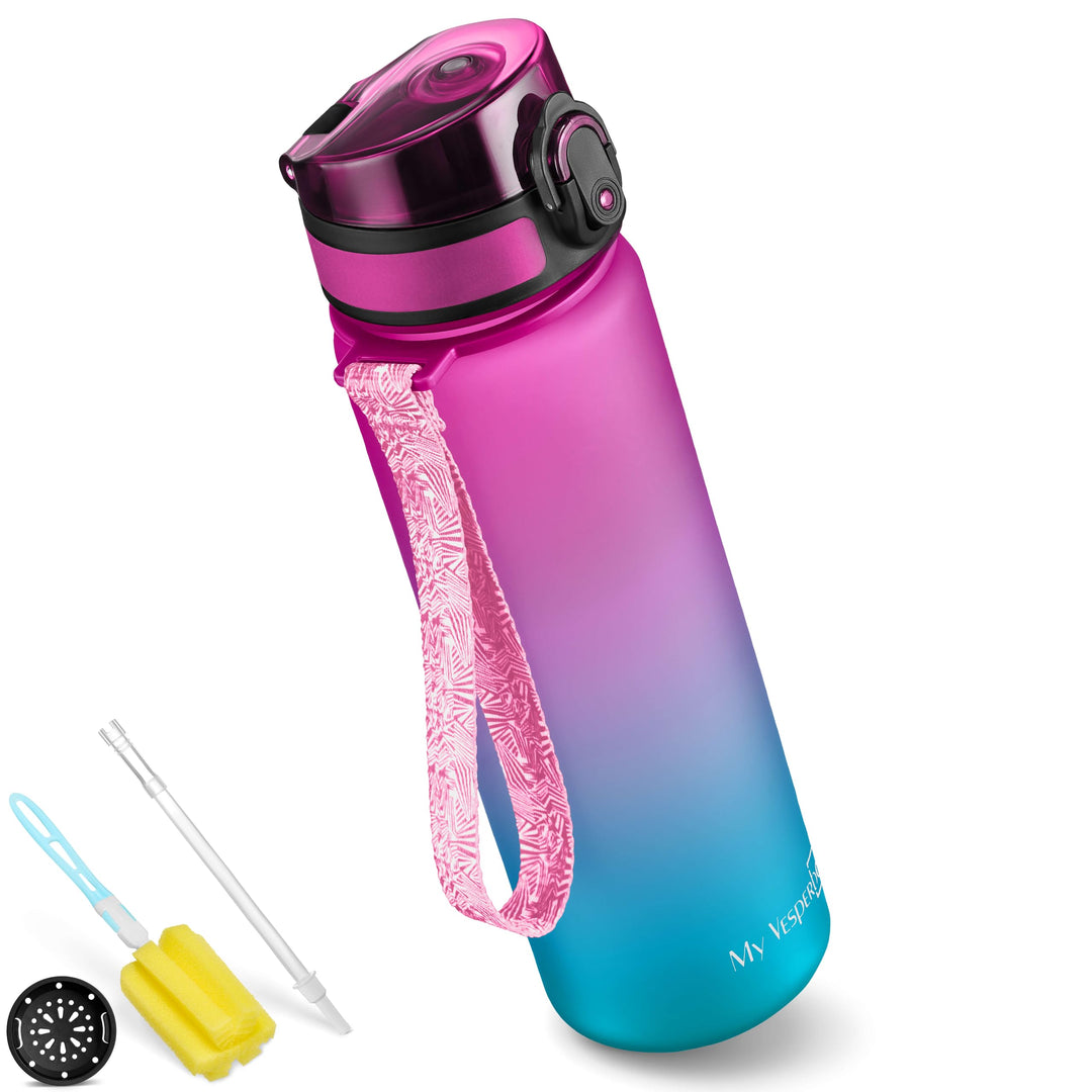 My Vesperbox® Trinkflasche Kinder [750ML] - Wasserflasche Kohlensäure Geeignet & Auslaufsicher - Wat