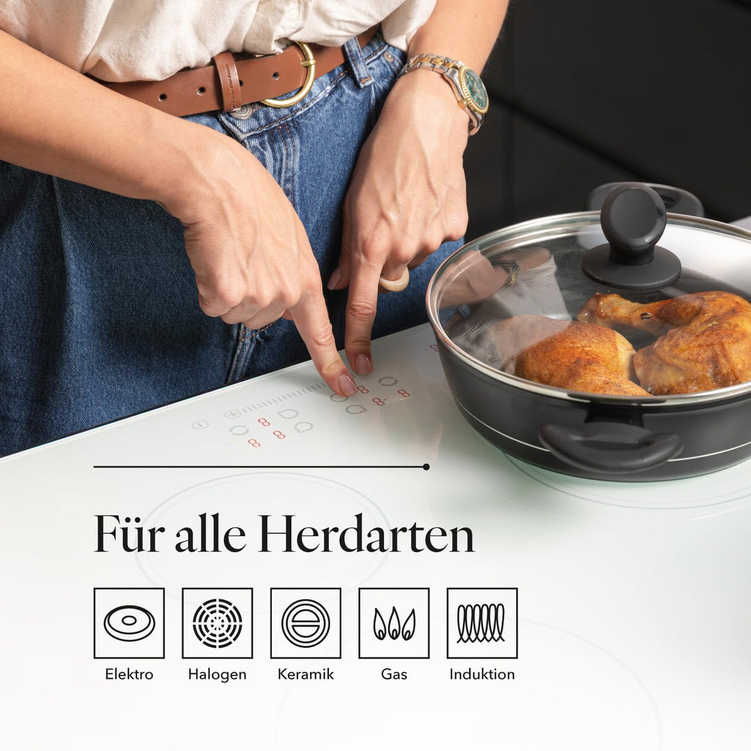 FLORINA Aluminium Topf (2,3 l) 24 cm I Kochtopf DELUX mit Glasdeckel I Messbecher &amp; Antikratz-Beschi