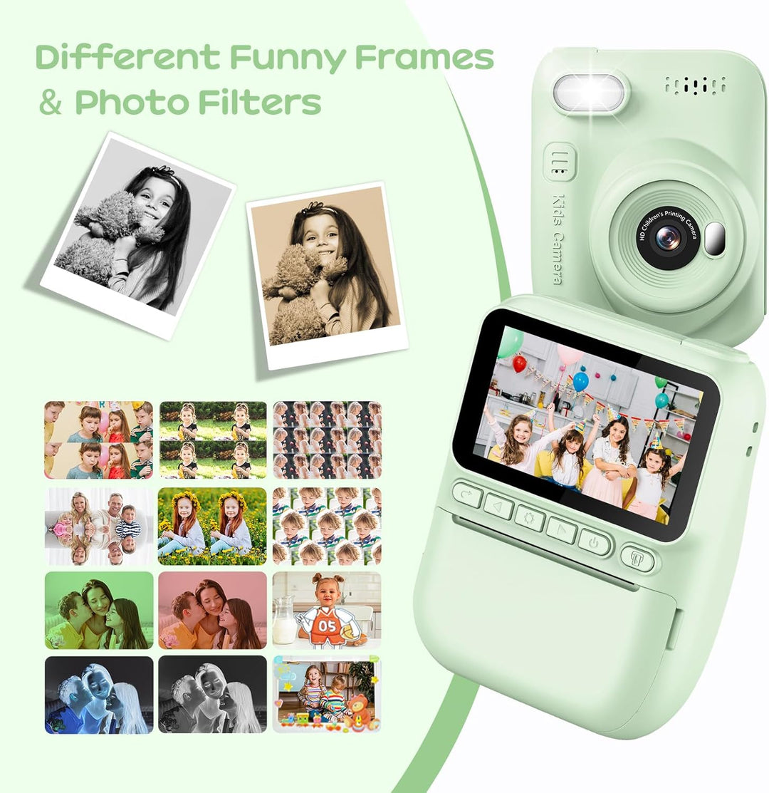 Sofortbildkamera Kinder,14MP 3.0 Zoll Bildschirm Kinderkamera Sofortbildkamera mit 32G Karte,Druckpa