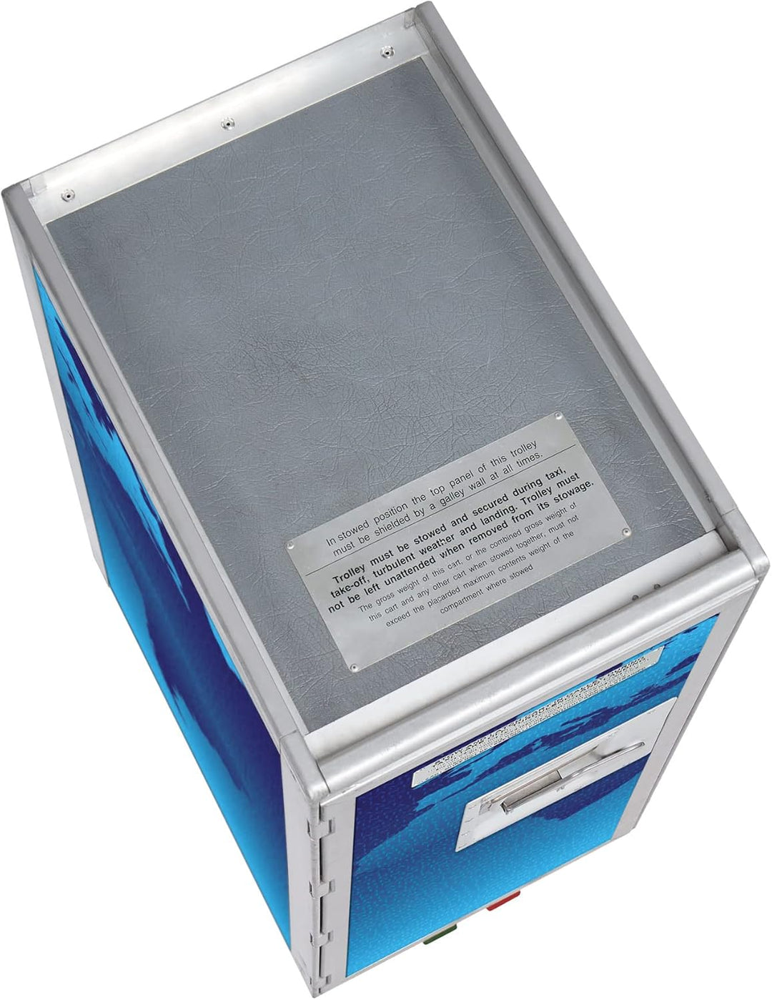 Flugzeugtrolley Weltkarte Blau, Gebrauchtes Original aus der Luftfahrt - ausgemustert und hochwertig