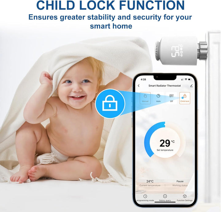Flintronic Heizkörperthermostat, Zigbee Thermostat Heizung mit LED-Display, Programmierbar Heizungst