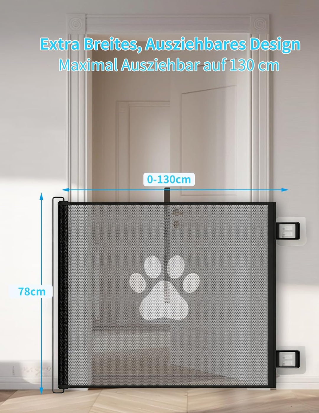 Treppenschutzgitter Ausziehbar für Babys, 0-130cm Treppenschutzgitter Türschutzgitter Ausziehbar Gee