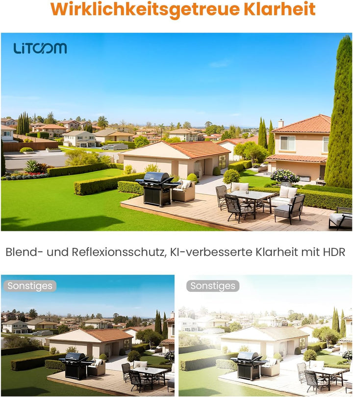 litokam Fensterkamera 2,4 GHz &amp; 5 GHz Dual-Band, 3MP 2K Überwachungskamera Innen mit KI-Farbnachtsic