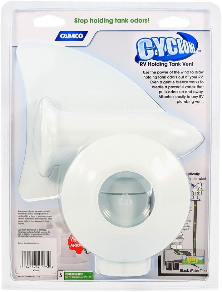 Camco 40595 Cyclone Abdeckung für Abwasserkanalisation, Weiss Weiss/Opulenter Garten, Weiss/Opulente