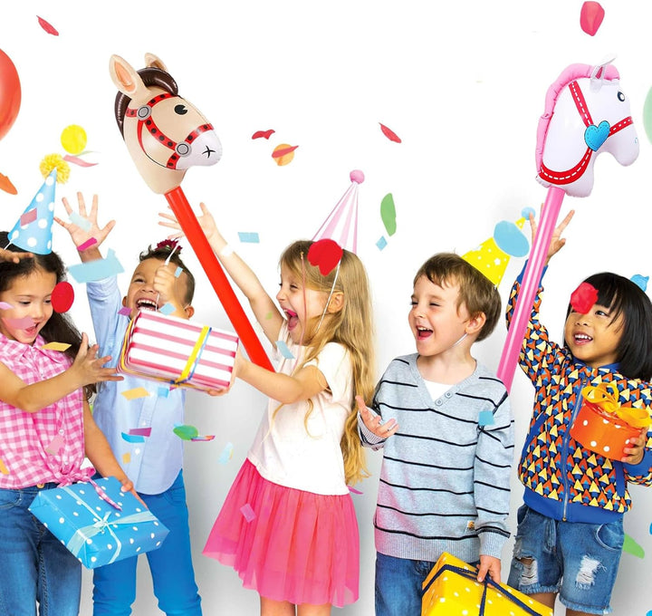 2 Stück Hobby Horse, Steckenpferd Aufblasbare, 100*33cm Aufblasbares Pferdespielzeug, Steckenpferde,