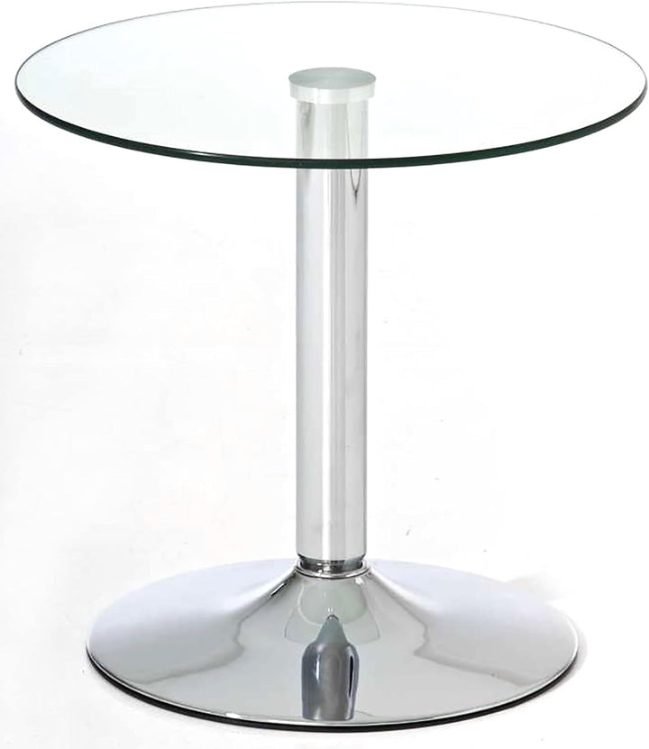 CLP Beistelltisch IKARUS mit Einer runden Tischplatte aus Sicherheitsglas I Stehtisch mit Metallgest