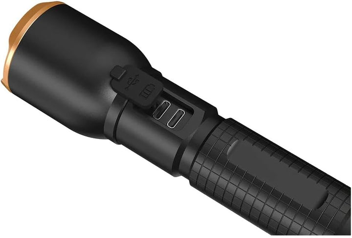 Duracell LED Taschenlampe DF6000R Pro – 6000 Lumen, fokussierbar, 230 m Leuchtweite, Outdoor &amp; Werks