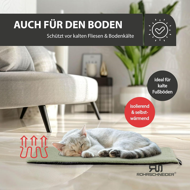 Rohrschneider Katzen Fensterliege | selbstwärmende Katzendecke | Made in EU | Katzenkissen mit Rutsc