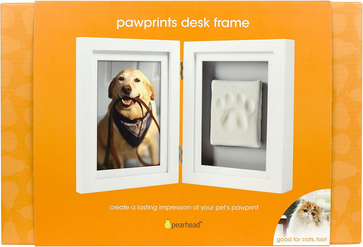 Pearhead Pet Pawprints Desk Picture Frame and Imprint Kit, No Mess Pet Paw Print Frame, Keepsake Mem