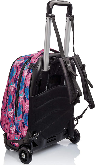 Invicta TROLLEY, Rucksack mit Trolleyfunktion, 3 in 1, Schulranzen mit Rollen, Abnehmbarer Rucksack,