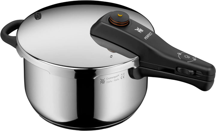 WMF Perfect Schnellkochtopf Induktion 4,5l, Dampfkochtopf, grosses Kochsignal, 2 Kochstufen, abnehmb