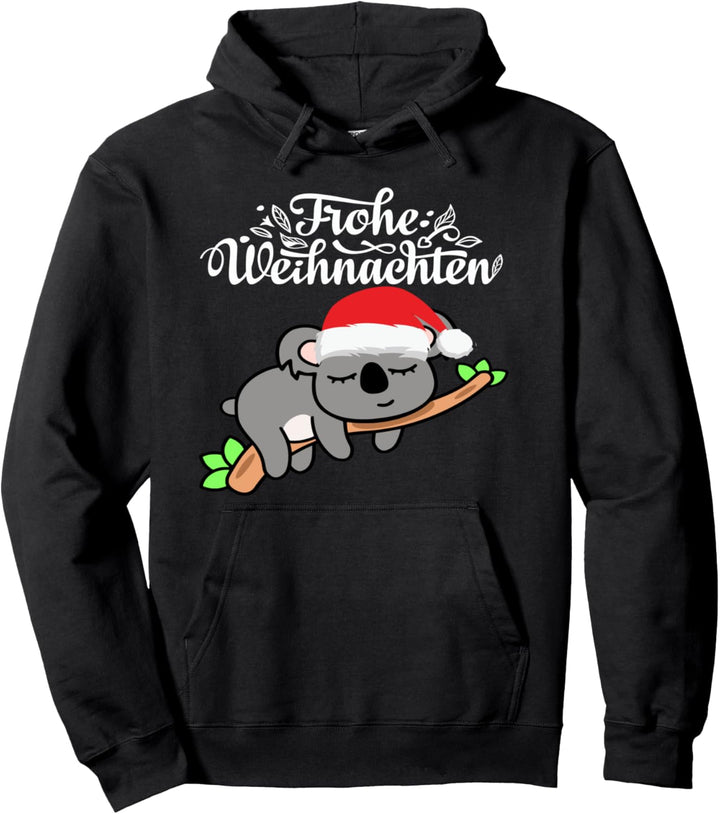 Frohe Weihnachten Koala Santa Hut Lustiges faules Koala Pullover Hoodie