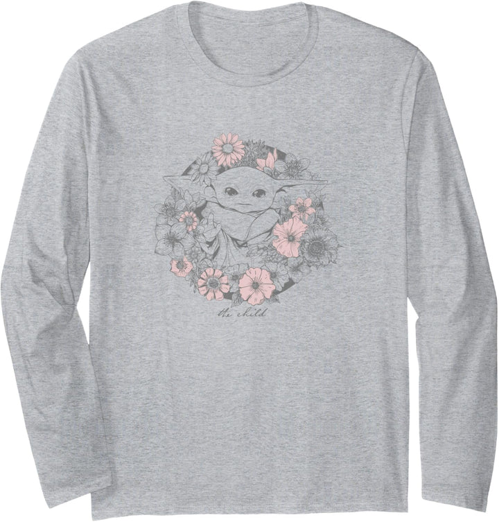 Star Wars: The Mandalorian Grogu The Child Floral Wreath Langarmshirt