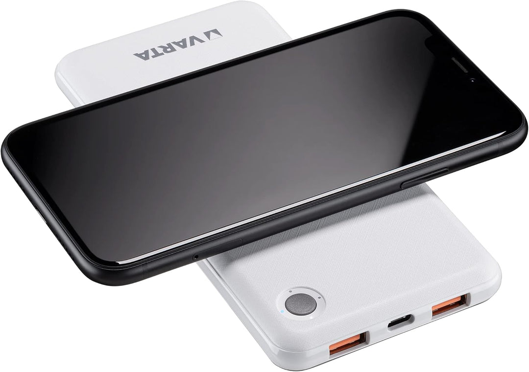 VARTA 2 in 1 Power Bank und Wireless Charger, kabelloses Ladegerät, Powerbank 10000mAh, Qi Ladestati