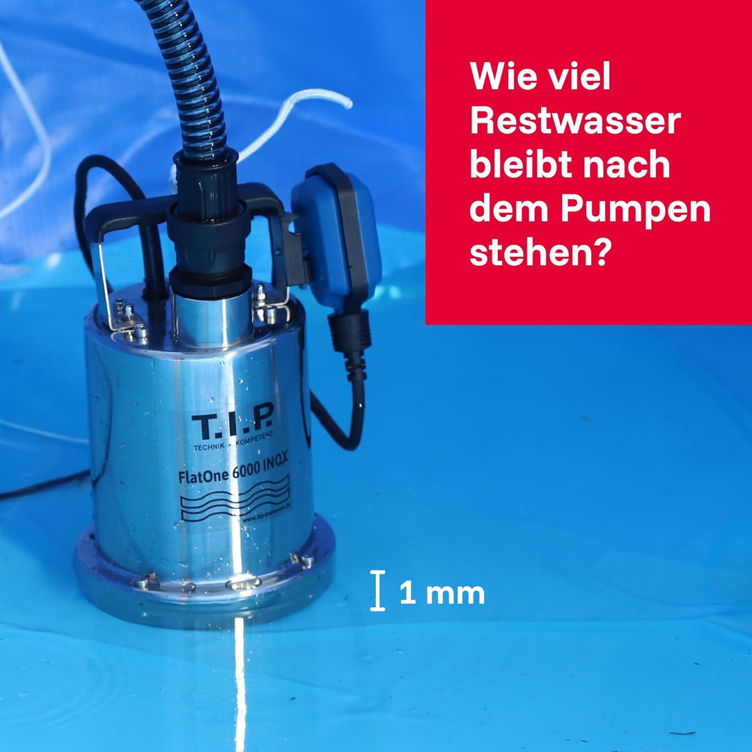 T.I.P. FlatOne 6000 INOX Drainage und Poolentwässerungspumpe Silber/schwarz 22.5 x 16.5 x 27 cm
