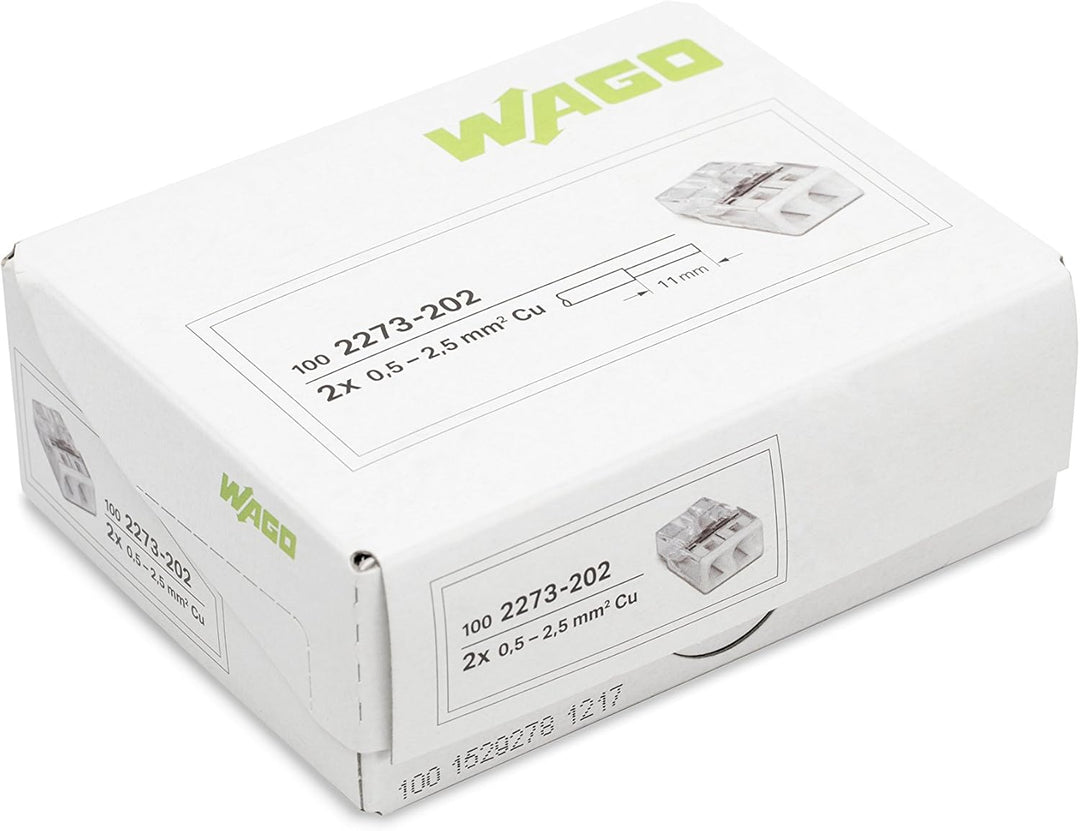WAGO® Klemme, 2-Leiter, 4 mm², Verbindungsklemme mit Hebel, 222-412 (50 Stück) & Klemme, 2-Leiter, V