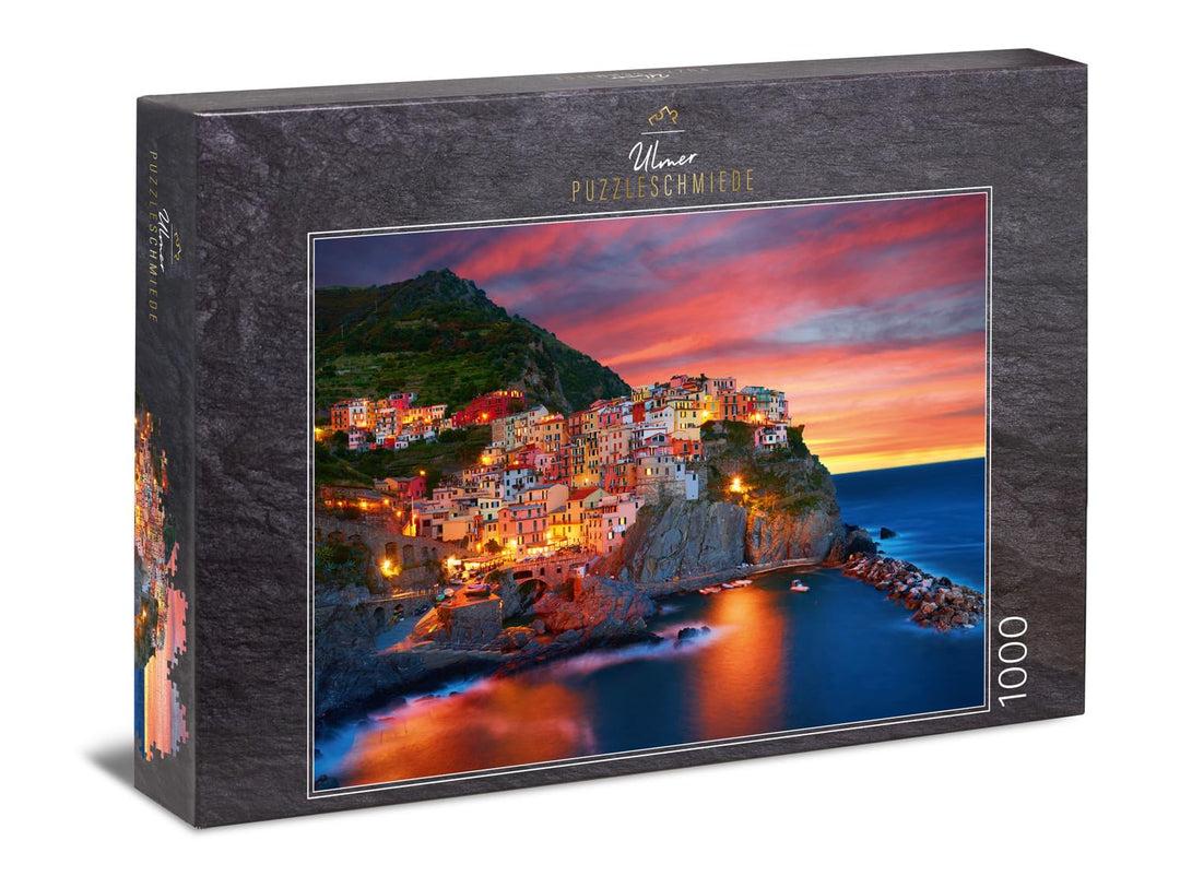 Ulmer Puzzleschmiede - Puzzle „Manarola“ – Klassisches 1000 Teile Italien-Puzzle – Puzzlemotiv von C
