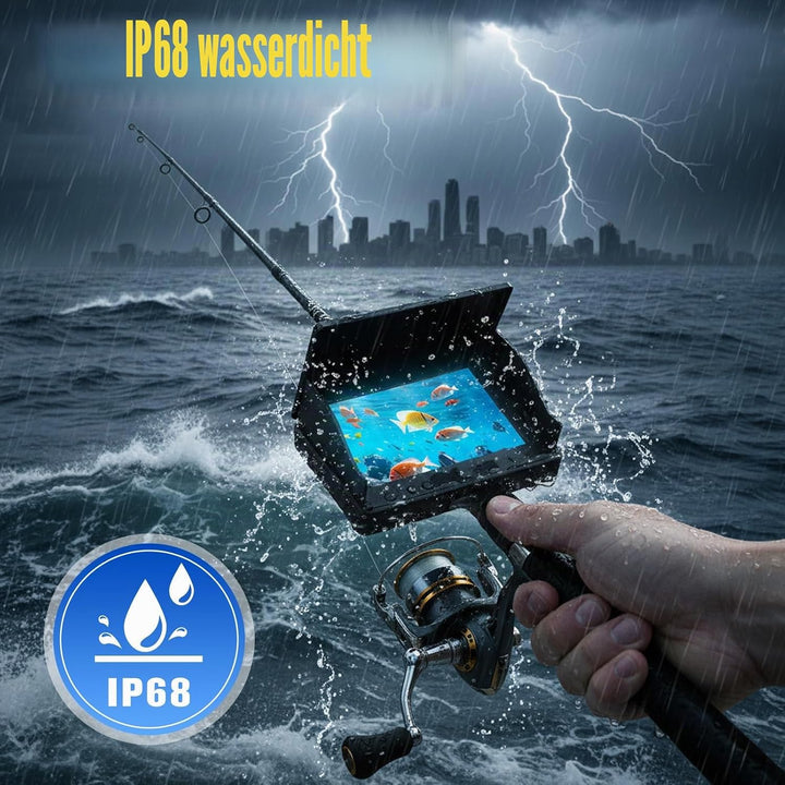 Fischfinder - Unterwasserkamera Angeln, IP68 Wasserdicht Unterwasser Kamera, 5000mAh Akku, mit 220°