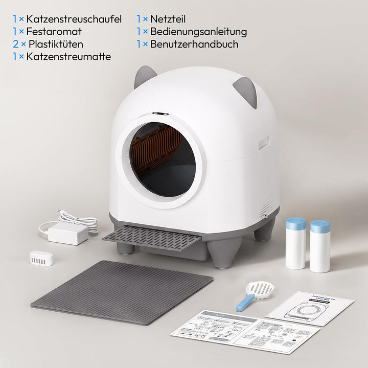 Devoko Selbstreinigendes Katzenklo, 90 l, Elektrisch, mit Müllbeuteln und Matte, Grosse Kapazität, S