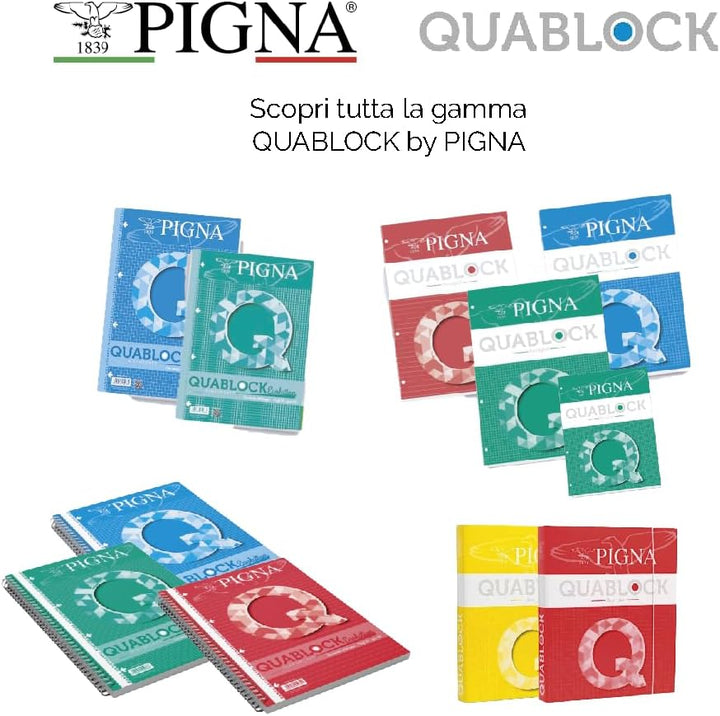 Pigna - 00609775M - Blocchi Quablock A4 5 mm collato Fg. 50 80 gr/mq copertina patinata 115gr/mq, 5-