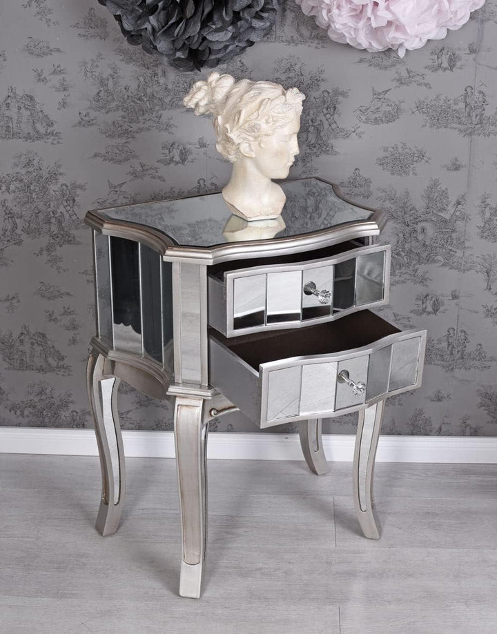 Nachtkommode verspiegelt Nachtschrank verglast Nachtkonsole Kommode Glas vic504 Palazzo Exklusiv