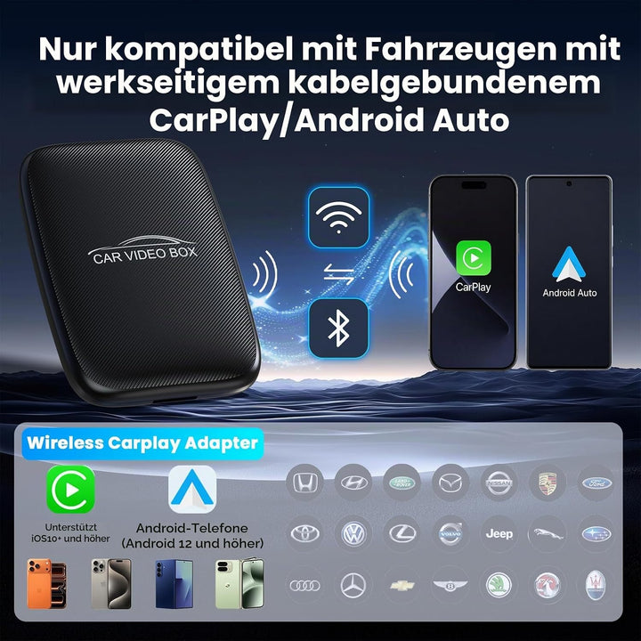 Wireless CarPlay &amp; Android AutoAdapter, unterstützt Netflix/YouTube/TF Black, Black