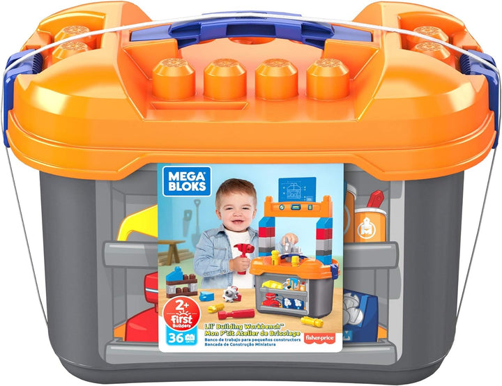 MEGA GNT92 - Bloks Werkbank mit 36 Teilen, Bausteineset, Konstruktionsspielzeug für Kleinkinder ab 2