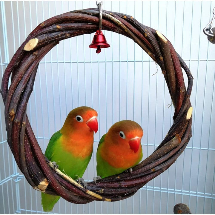 JasCherry 7 Stück Vogel-Spielzeug für Vogel-Käfig Kauen Mahlen - Hängende Schaukel Glöckchen Hängema
