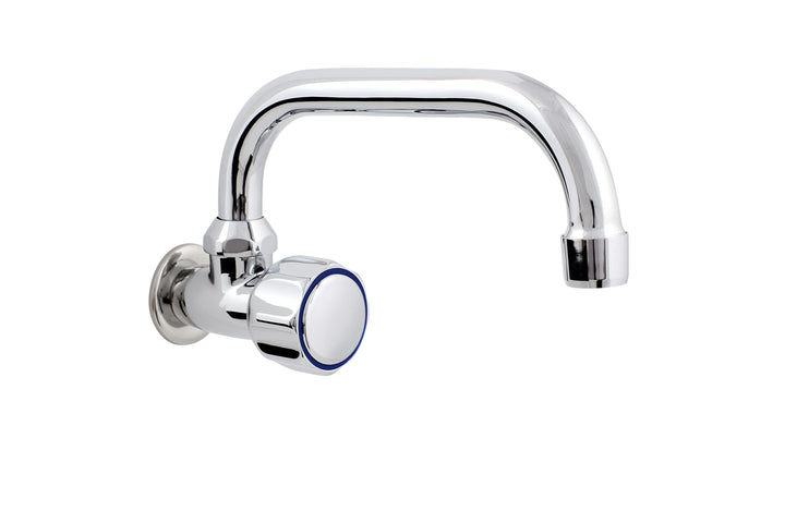 HYDROLAND Wasserventil, 3/4" U-Form, Wandventil, Kaltwasser, Schwenkbarer Auslauf, ein Knopf, Küchen