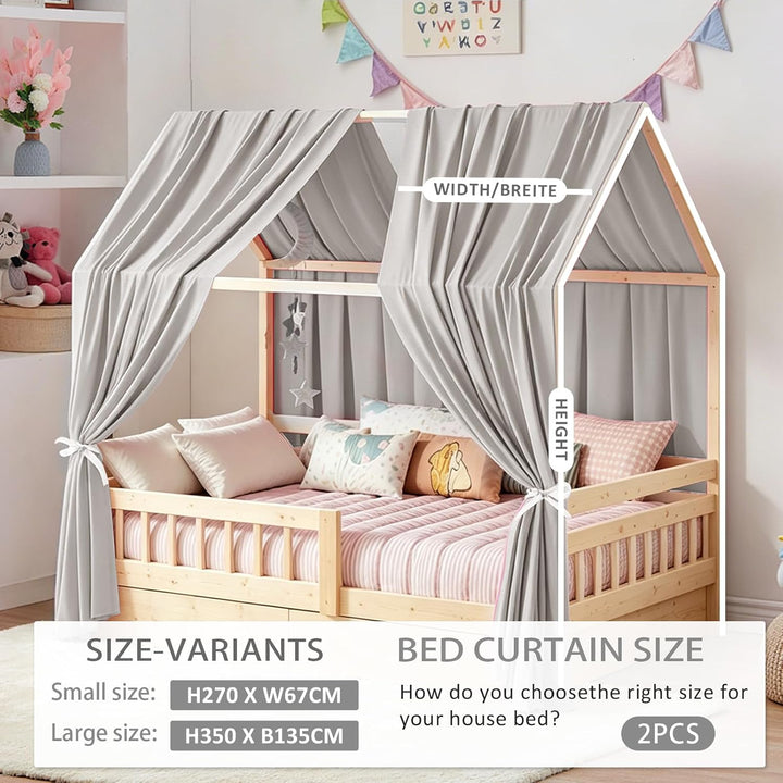 MeYuxg Hausbett Himmel Set, 2 Stück Betthimmel Hausbett Musselin, Kinderbett Baldachin Stoffhimmel f