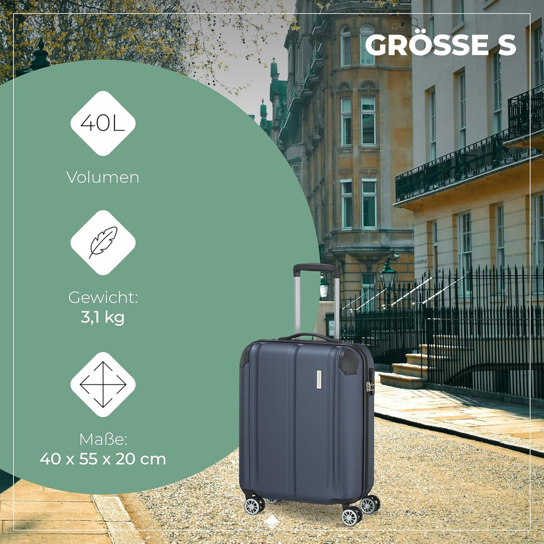 Travelite 4-Rad Koffer Set Grössen L/M/S mit TSA Schloss + Dehnfalte (ausser Grösse S), Gepäck Serie