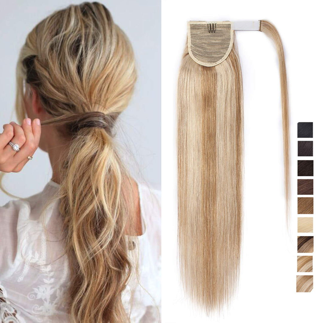 SEGO Ponytail Pferdeschwanz Haarteil Echthaar Zopf Extensions Haarverlängerung Clip in Pony Remy Hai