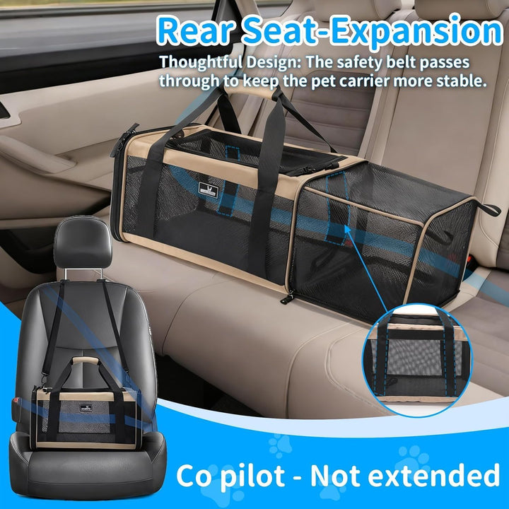 Wakytu transportbox Katze，Fluggenehmigter erweiterbarer Haustiertransportbeutel für kleine Katzen, F