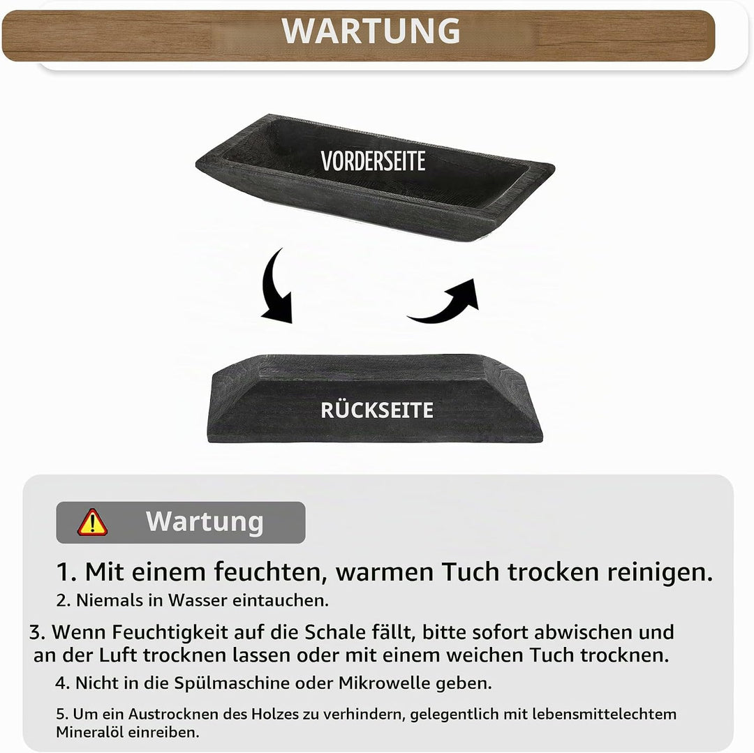 Hanobe Holzschale Deko Holztablett Dekoschale: Tablett Rechteckig Schlüsselschale Holz Laenglich Sch