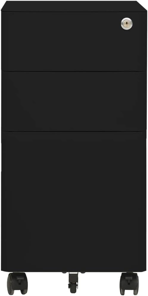 vidaXL Aktenschrank mit Rollen Rollcontainer Bürocontainer Schubladenschrank Büroschrank Stahlschran