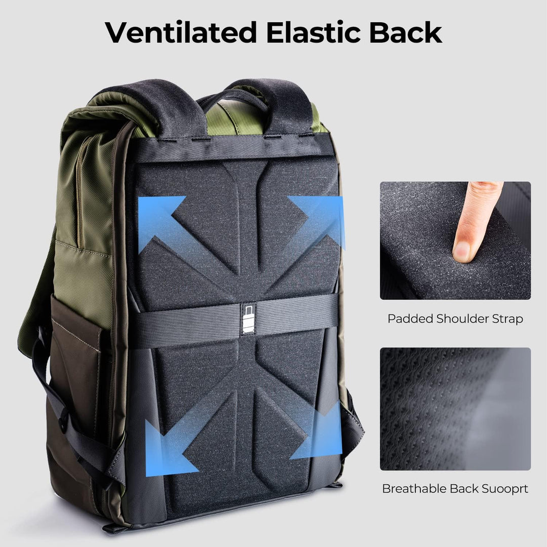 K&F CONCEPT Kamerarucksäcke 20L, Grosse Camera Backpack 15,6 Zoll Laptopfach, Spritzwassergeschutzt