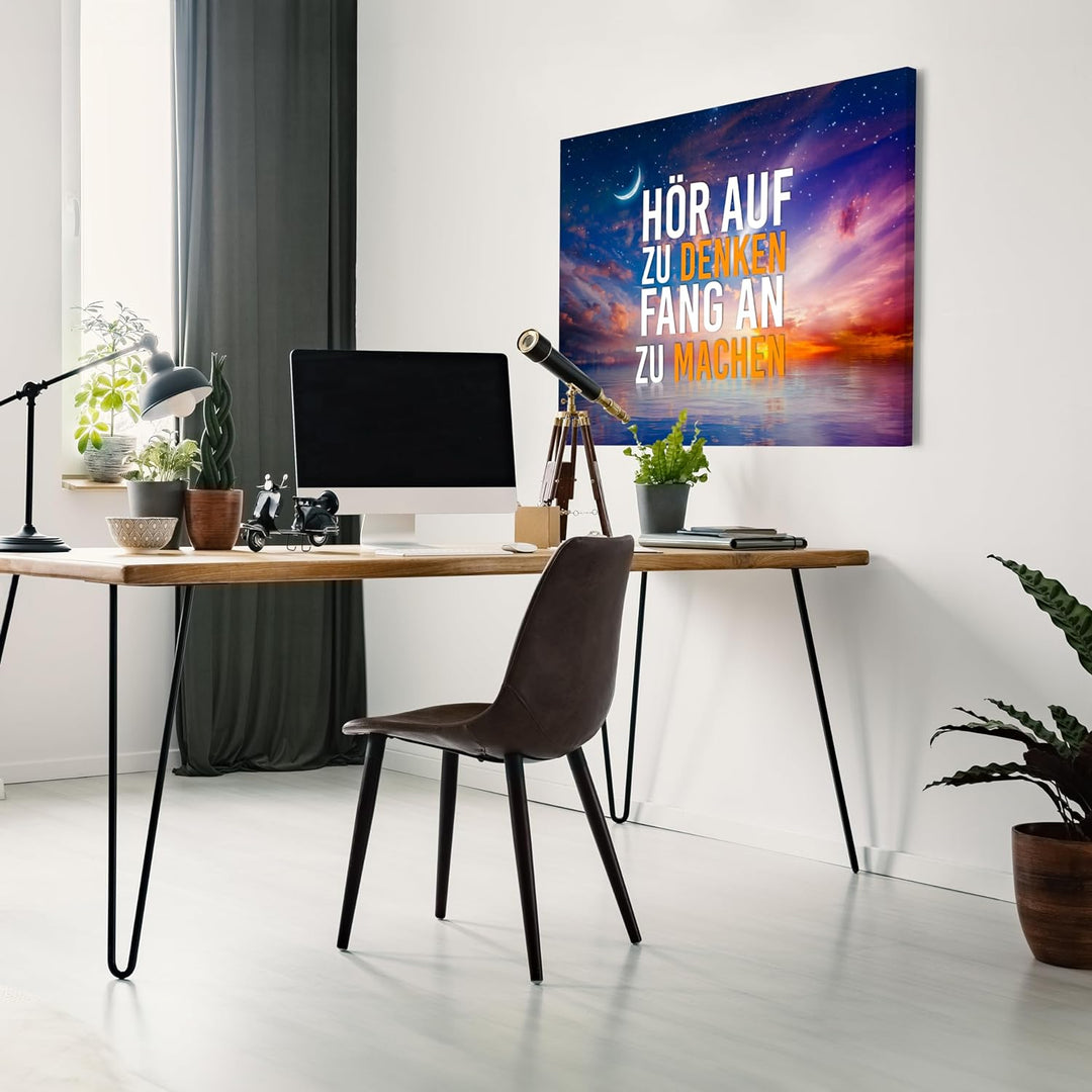 wandmotiv24 Motivations Motiv als Leinwandbild, 100x75cm, Querformat, Fang an zu Machen, Meer, Stern