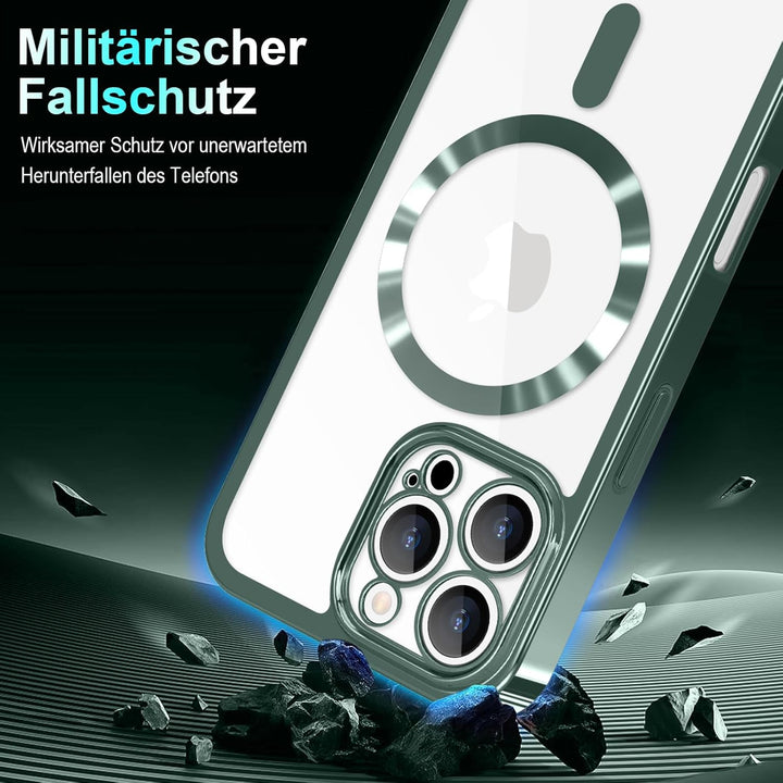 Handyband für iPhone 16 Pro Max Hülle mit Band + 2 Stück Glas Schutzfolie Transparent Silikon Handyh